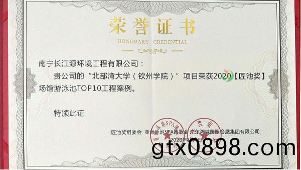 南(nan)寧長江源(yuan)榮(rong)穫“2020匠(jiang)池獎(jiang)—場館遊泳(yong)池Top10工(gong)程(cheng)案例(li)”