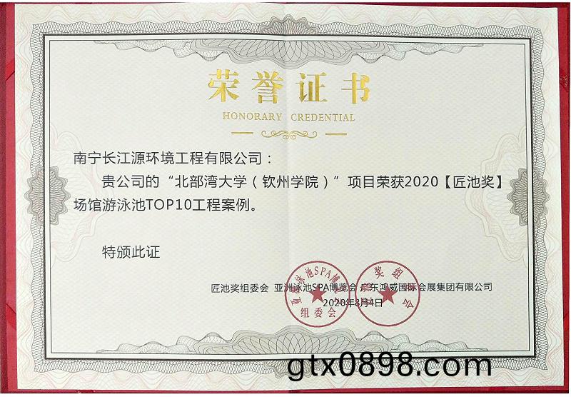 南(nan)寧長江源榮(rong)穫“2020匠池(chi)獎(jiang)—場館遊(you)泳池(chi)Top10工(gong)程(cheng)案例”